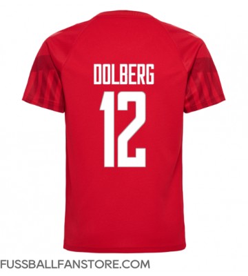Dänemark Kasper Dolberg #12 Replik Heimtrikot WM 2022 Kurzarm